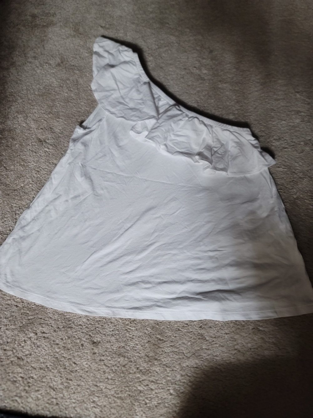 Women's White One-Shoulder Ruffle Top